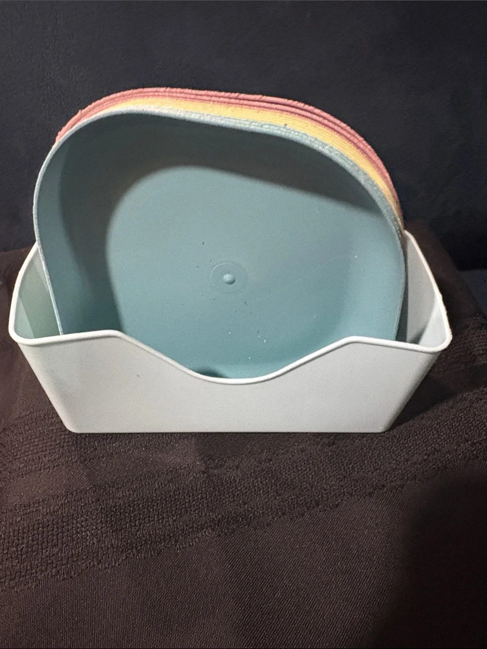 PastelPlastic Stackable Plate Set with Blue Caddy